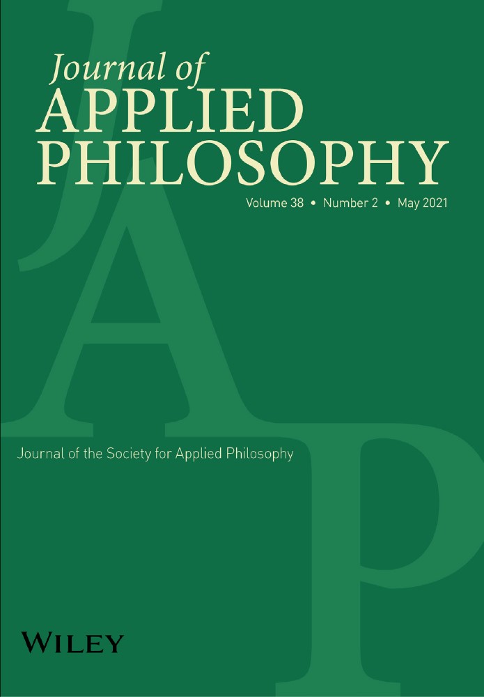 Forsiden af Journal of Applied Philosophy, Wiley, onlinelibrary.wiley.com