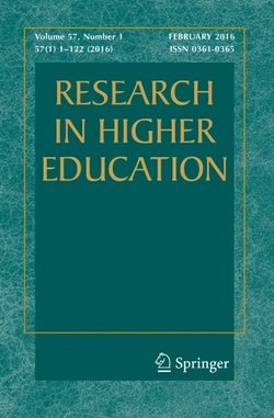 Front page of Research in Higher Education, rights Springer